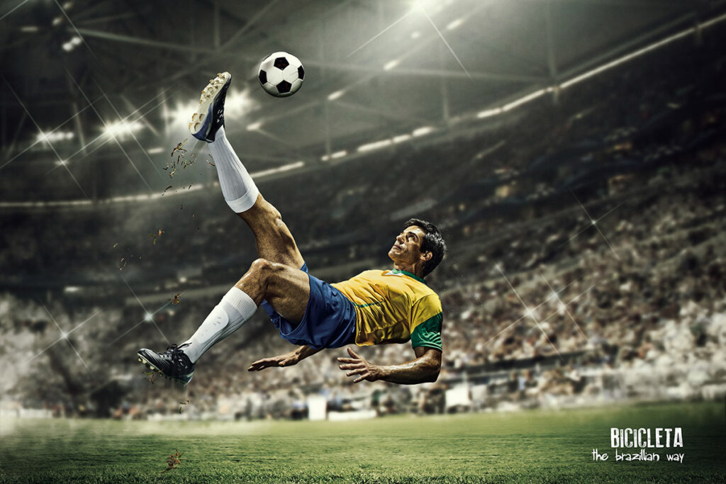  Serija od 12 fotografija prikazuje vještinu brazilskih igrača i inspirisana je Peléom i Didijem